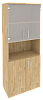 Офисный шкаф высокий широкий (2 низких фасада ЛДСП + 2 низких фасада стекло)