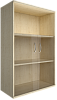 Офисный шкаф средний со стеклом и открытой полкой